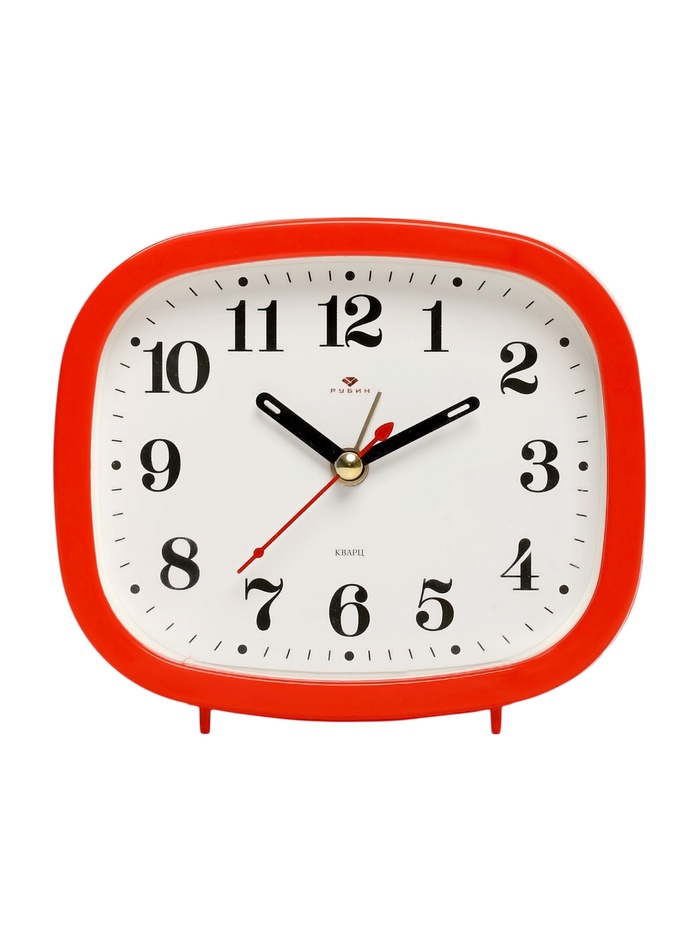 Будильник-часы настольные «Классика», дискретный ход, 12.5×10.5 см, от батарейки АА, красный