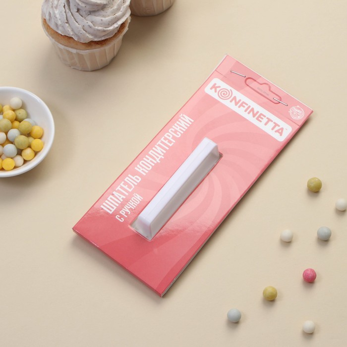 Кондитерский утюжок для мастикиKONFINETTA, 15×8×2.5 см, с ручкой, пластик, белый