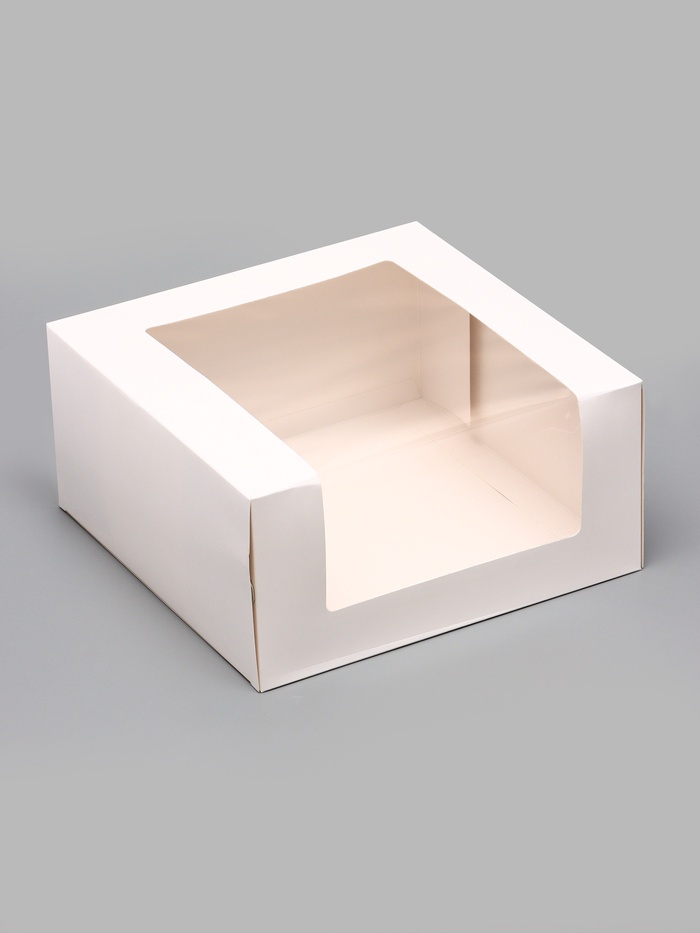 Кондитерская упаковка с окном, белая, 23.5×23.5×11.5 см