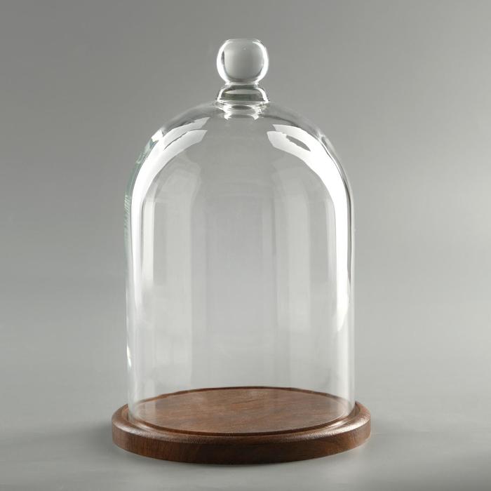 Стеклянный купол - клош с шариком на подставке «Родрик», 27×17 см, стекло, коричневый