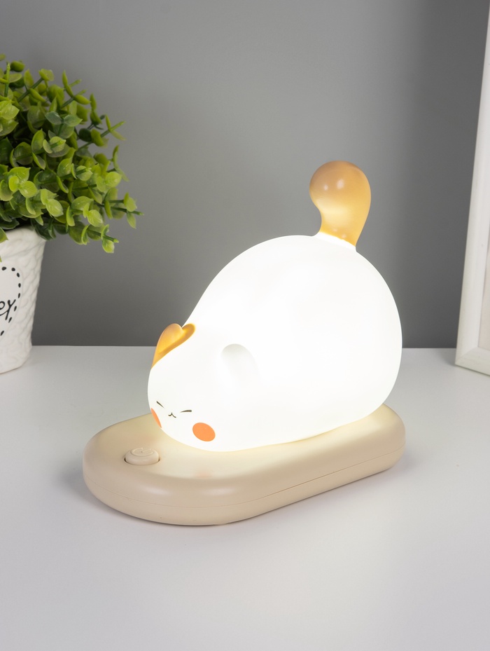 Ночник «Котёнок на коврике», LED, 3 Вт, 5V, USB, от АКБ, 9×15×13.2 см