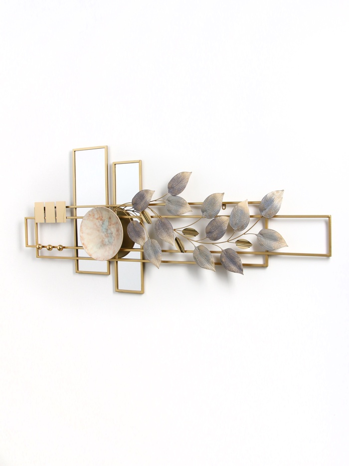 Декор настенный с зеркалом «Изящная ветвь», панно металл, 150×6×67 см