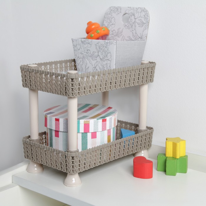 Этажерка настольная 2 яруса «Плетение», 24×15×20 см, МИКС