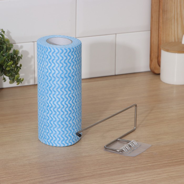 Салфетки в рулоне многоразовые безворсовые в наборе с держателем Доляна, 100 шт., 20×20 см, голубые