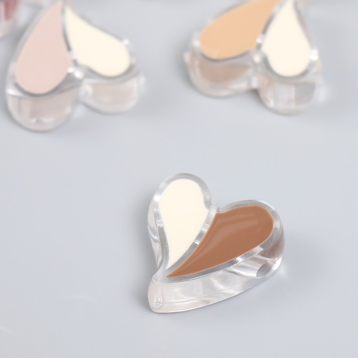 Бусина для рукоделия и плетения «Арт Узор. Кофейный аромат. Сердечко. Половинки», пластик, глянец, 2.3×2.4×0.9 см, МИКС