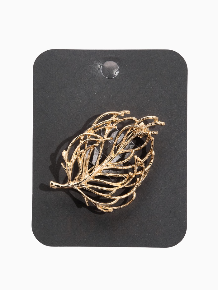 Брошь «Лист», веточка, цвет золото