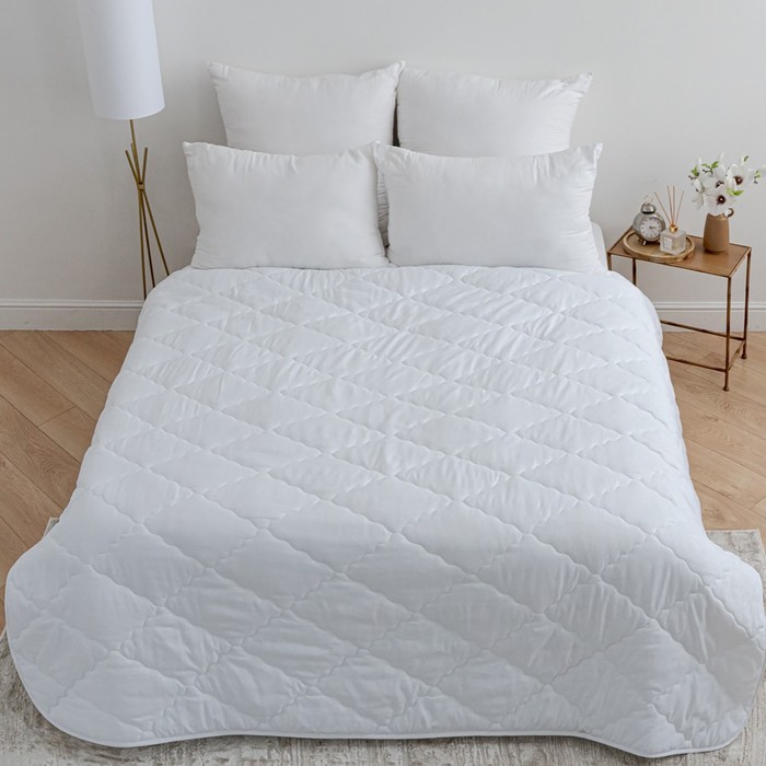 Одеяло всесезонное 1.5 сп. 140×205 см, файбер 150 г/м, микрофибра белая 80 г/м²