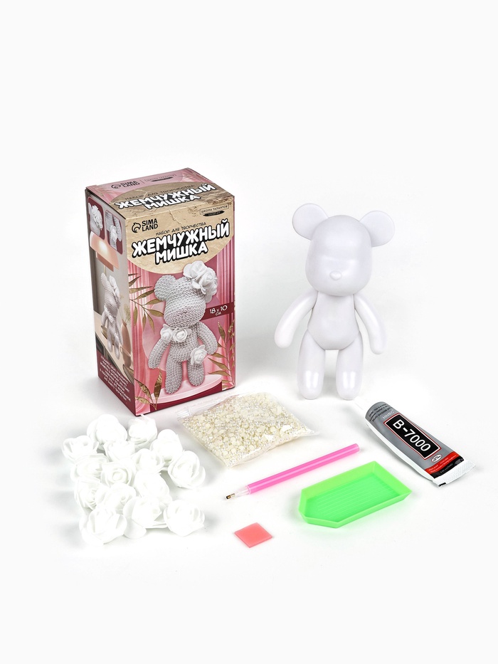 Жемчужная мозаика на фигурке «Жемчужный мишка»