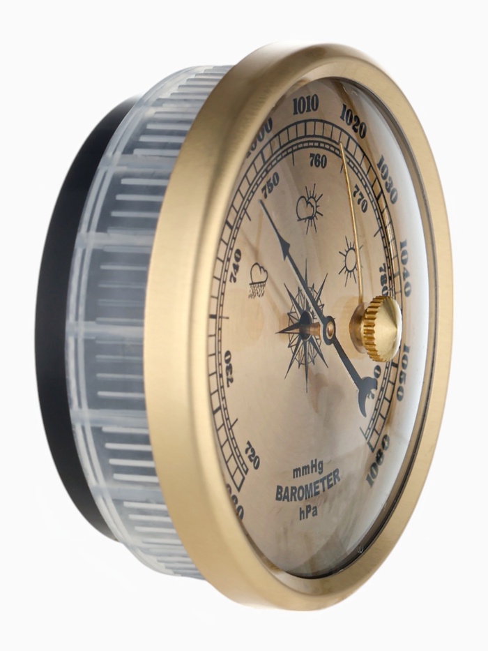 Барометр механический, настенный, d=7 см, золотая рамка