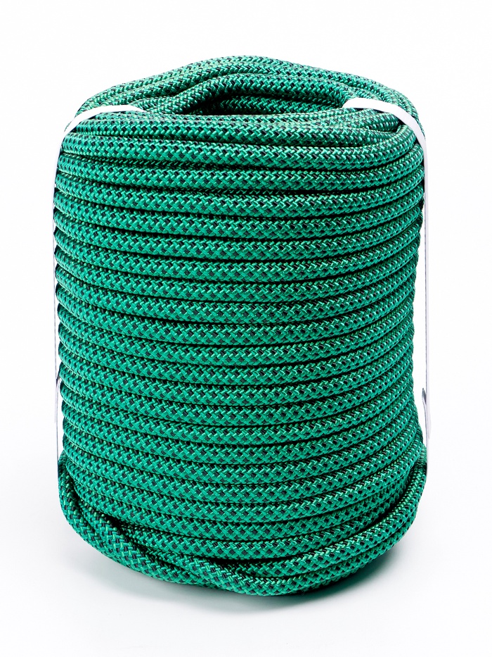Веревка страховочно-спасательная Climb 32 прядная, черно-зеленая, d=8 мм, 50 м