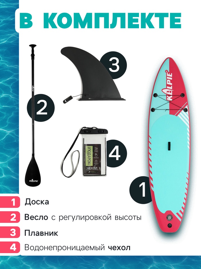 SUP доска надувная универсальная KELPIE, 10.8" 323×80×15 см
