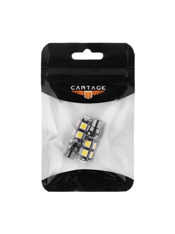 Светодиодная автомобильная лампа Cartage, T10 W5W, 12 В, 9 SMD-5050, 2 шт., свет белый