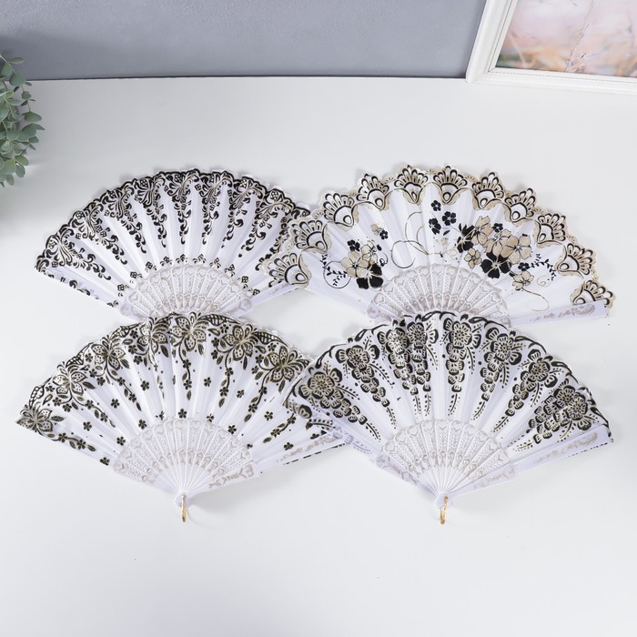 Веер складной «Греция», пластик, текстиль, 22 см, МИКС