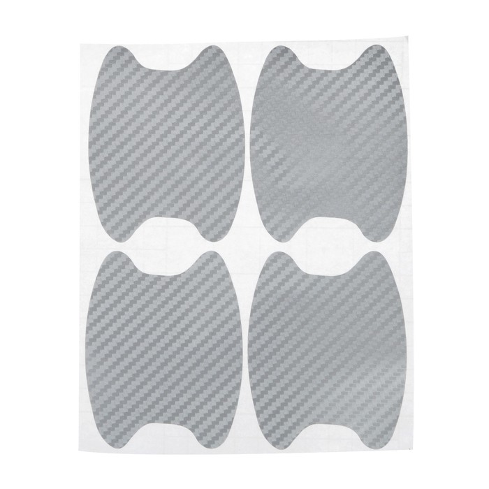 Защитная пленка под ручки дверей, 3D карбон, 5×6.8 см, хром, набор 4 шт.