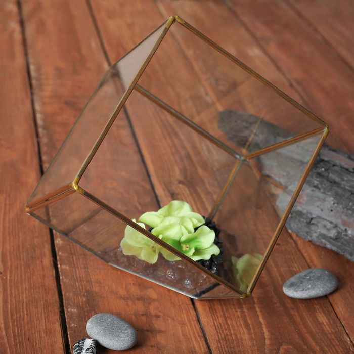 Флорариум каркас, 14.5×14.5 см, стекло, золото