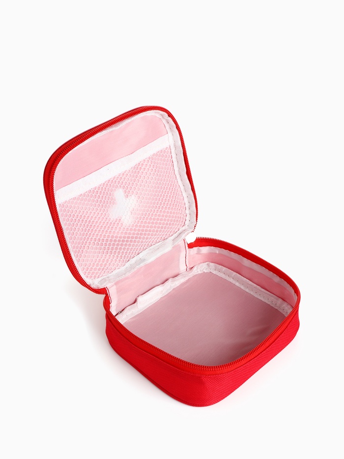 Косметичка - аптечка дорожная на молнии, с ручкой, красная