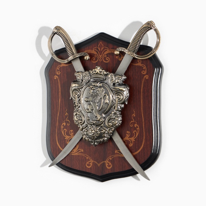 Панно на стену «Геральдика. Лев и две сабли», декор настенный, щит декоративный