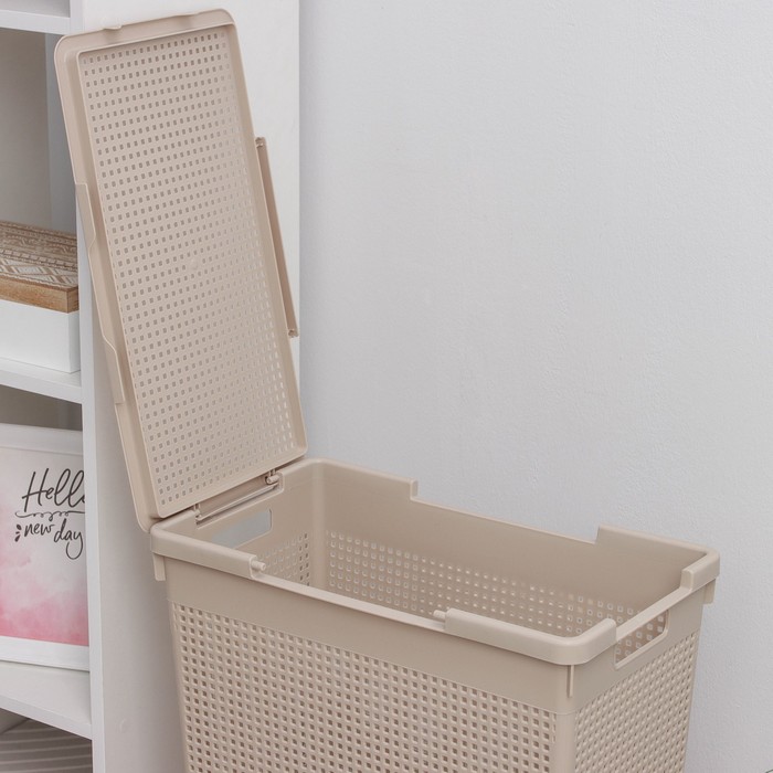 Корзина бельевая с крышкой «Лофт», 50 л, латте