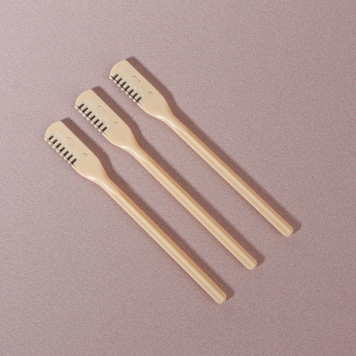 Бритва для коррекции бровей, 8.5×0.8 см, набор – 3 шт., бежевая