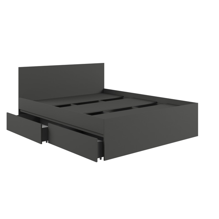 Кровать двуспальная «Клик Мебель. Мадера», с основанием, 2 ящика, спальное место 1600×2000 мм, цвет графит