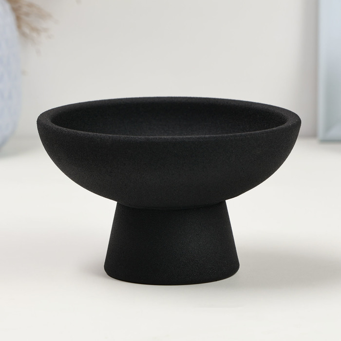 Декоративное кашпо - ваза для цветов «Кристофер», 13×13×8 см, керамическое, чёрное