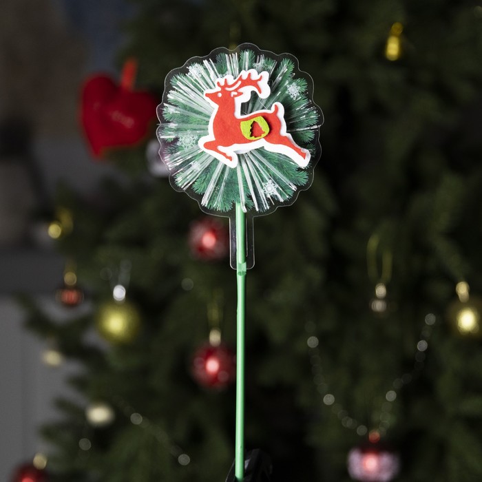 Светодиодная игрушка на палочке «Олень» 10×28×3 см, от батареек LR44×3, свечение тёплое белое