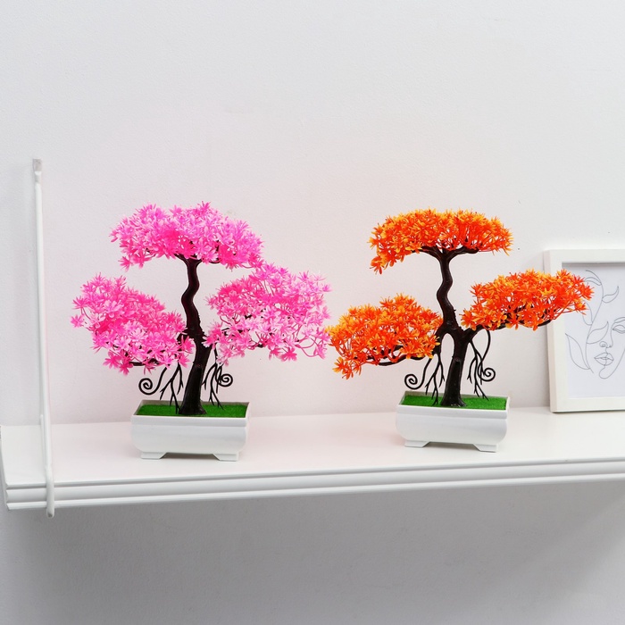 Бонсай искусственный в горшке «Деревце пышное», 10×23 см, МИКС