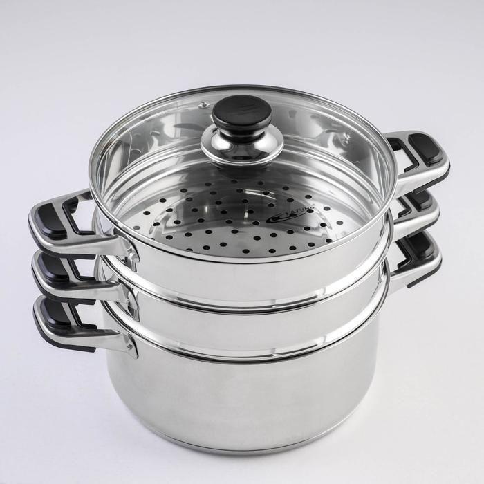 Мантоварка Катунь «Алтын», 10.7 л, d=24 см, 2 секции, капсульное дно, индукция, нержавеющая сталь