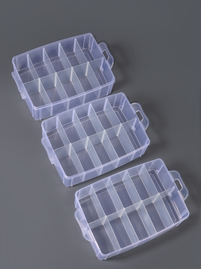 Органайзер для хранения мелочей, 10 ячеек, 24.5×16.5×18 см, с ручкой, прозрачный