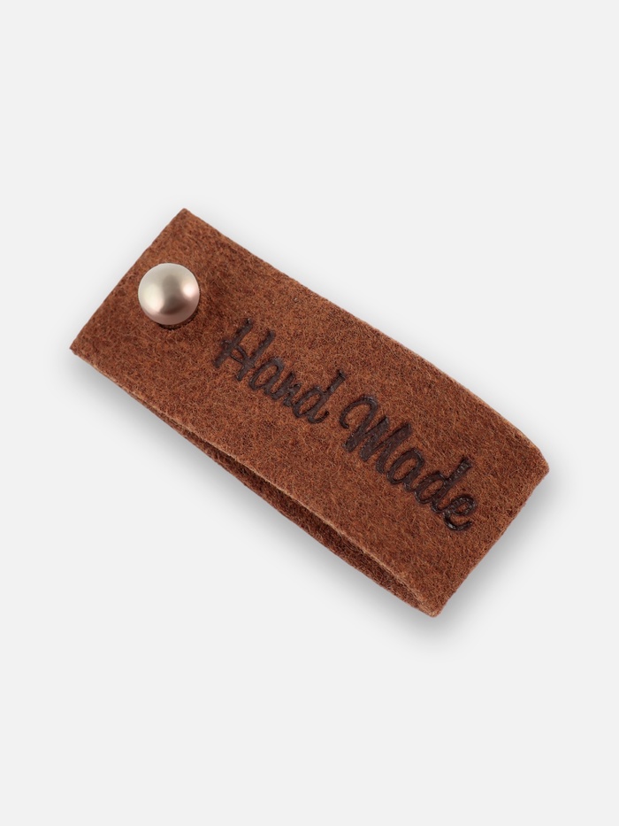 Бирка с кнопкой Hand made, 8×1.5 см, 10 шт., коричневая