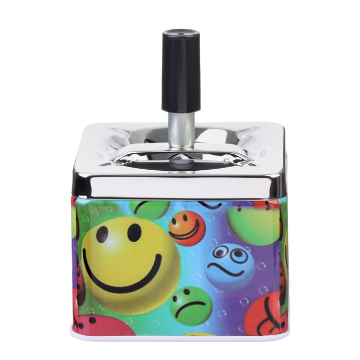 Пепельница бездымная «Веселые смайлики», для сигарет и стиков, 9×11.5 см