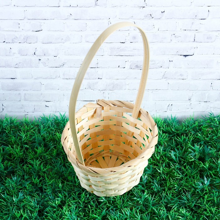 Корзина плетёная бамбук, d=13xH9.5/28 см натуральный