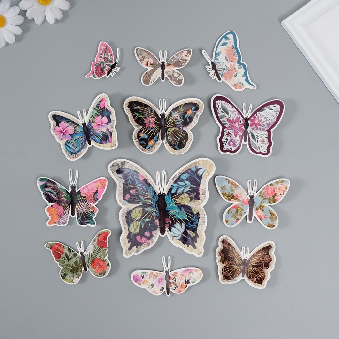 Набор магнитов на холодильник «Цветочные», 12 шт., картон, h=4-10 см