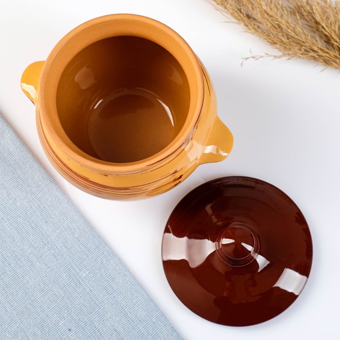 Горшки для запекания Борисовская керамика «Тигровая», 500 мл, набор 6 шт., оранжевые