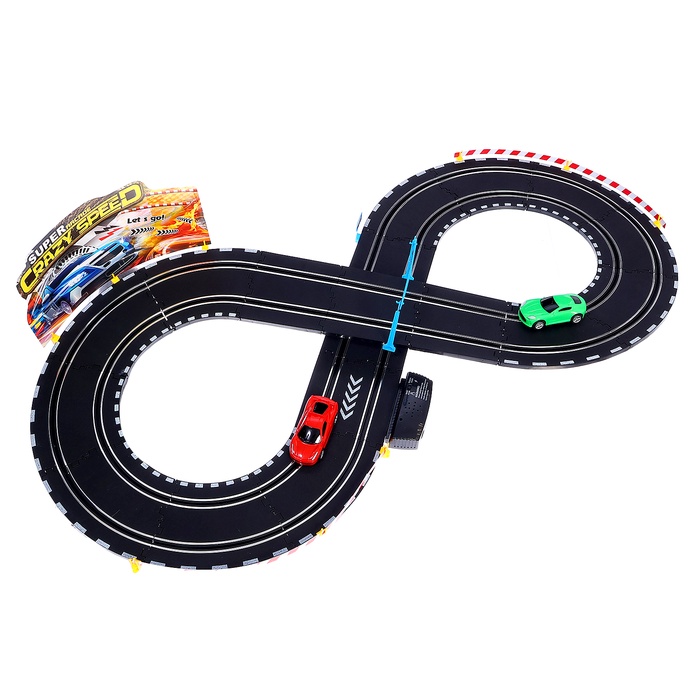 Автотрек «Гонки на суперкарах», 546 см, с 2 машинами, пульт + ручной генератор, работает от сети