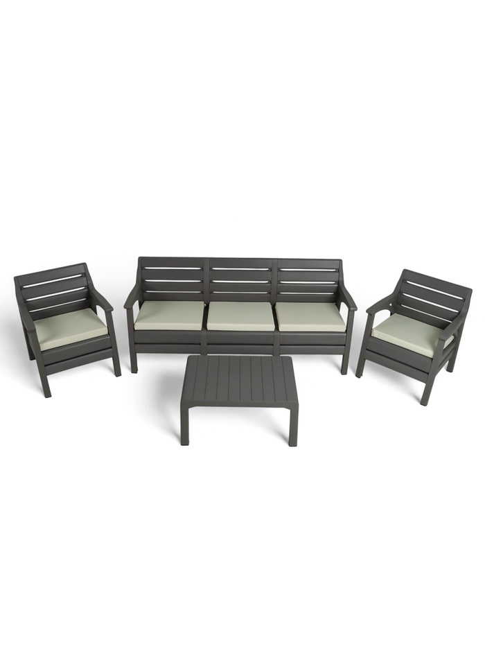 Набор садовой мебели «Евпатория»: 2 кресла, стол, трёхместный диван, серый