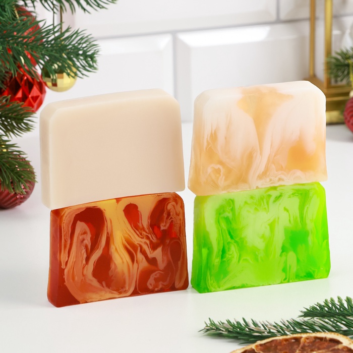 Набор мыла 4 шт. «Хвойный лес, Апельсин-корица, Имбирный пряник, Ваниль» по 80 г