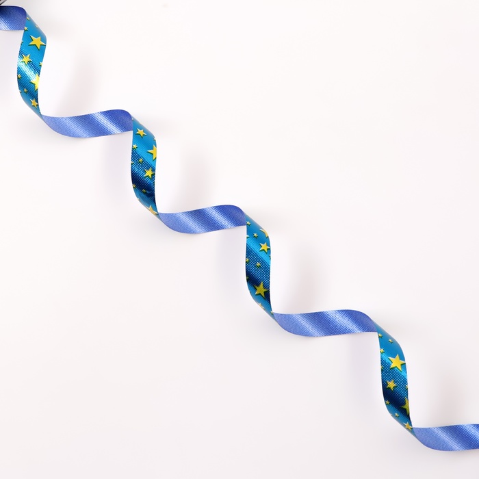 Лента для декора и подарков новогодняя новогодняя «Звезды», 1.2 см × 45 м, синий.