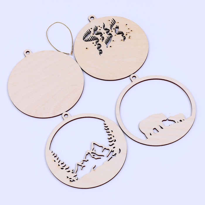 Елочная игрушка под роспись «Белые медведи», деревянная