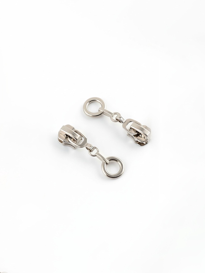 Бегунок для металлической молнии, №3, «Кольцо», 10 шт., цвет никель