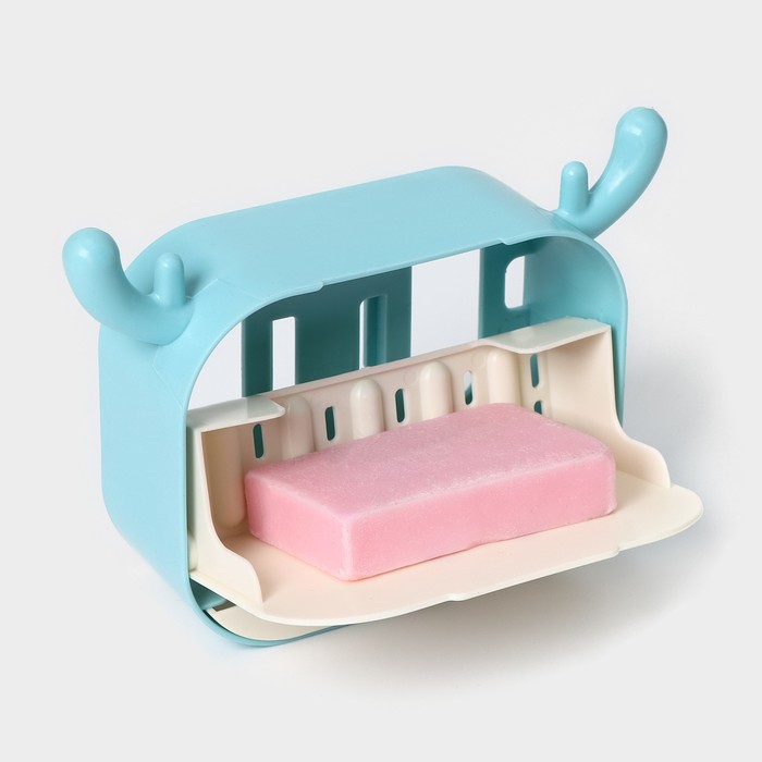 Мыльница «Барашек», пластик, 15.5×10.5×4 см, голубая