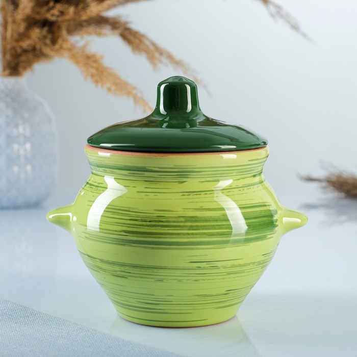 Горшки для запекания Борисовская керамика «Классика», 500 мл, набор 6 шт., керамика, зелёные