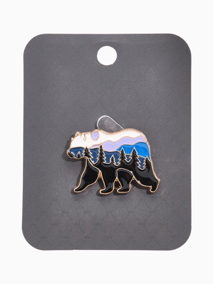 Значок «Медведь» лес, цветной в золоте