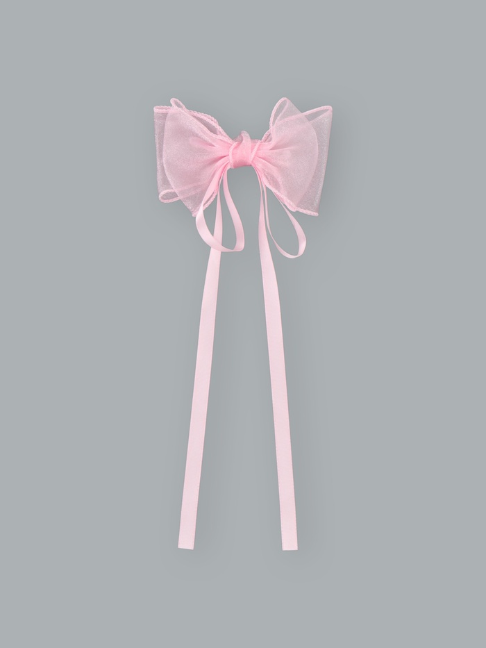 Бант для волос на заколке с лентами, розовый, Кошечка Мари