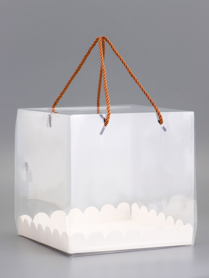 Кондитерская коробка под рулет, белая, с ручками, 20×20×20 см