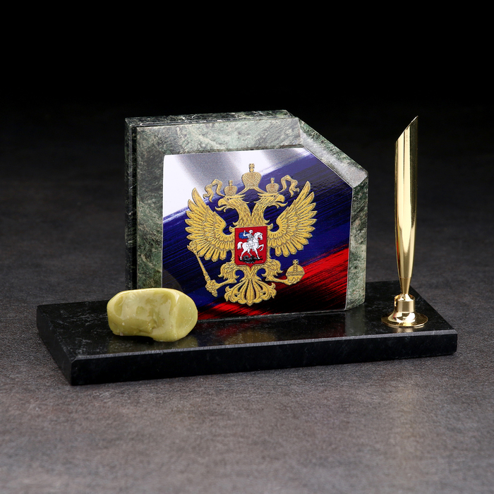 Органайзер - подставка настольный «Флаг с гербом», скос, змеевик