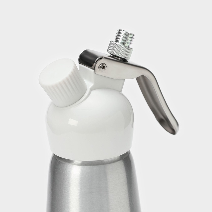 Сифон для взбивания сливок и газировки KONFINETTA, 500 мл, 3 насадки, алюминий, серебристый