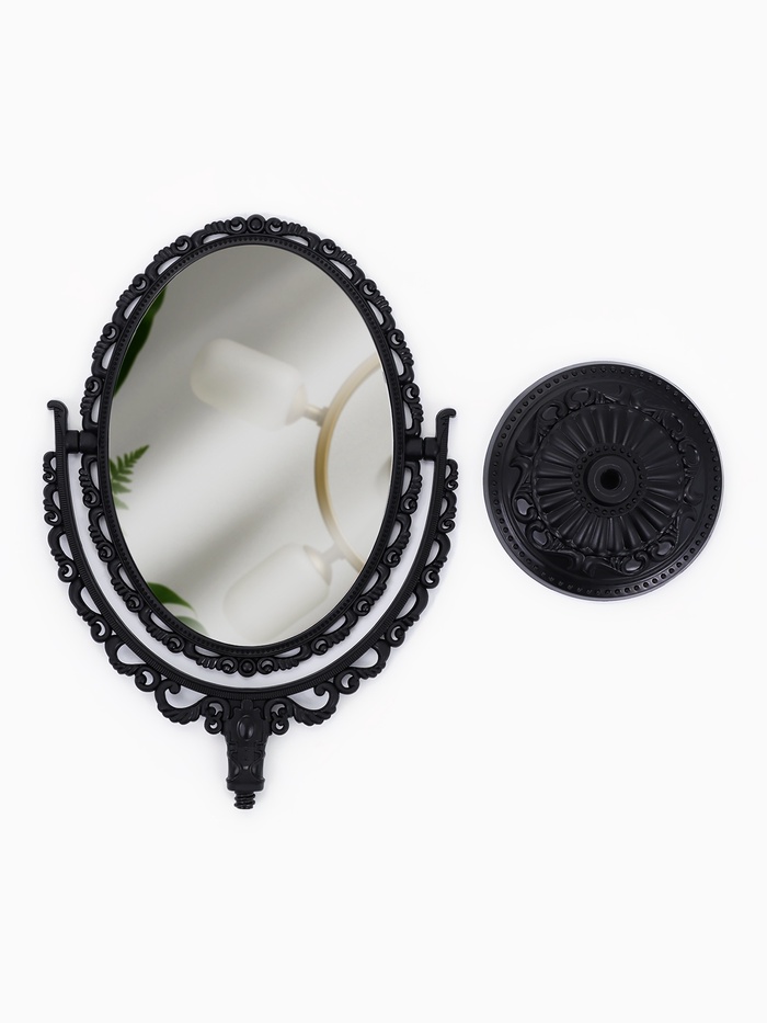 Зеркало декоративное, с увеличением х2, двустороннее, 16.5×25.5 см, (11×15.5 см), чёрное
