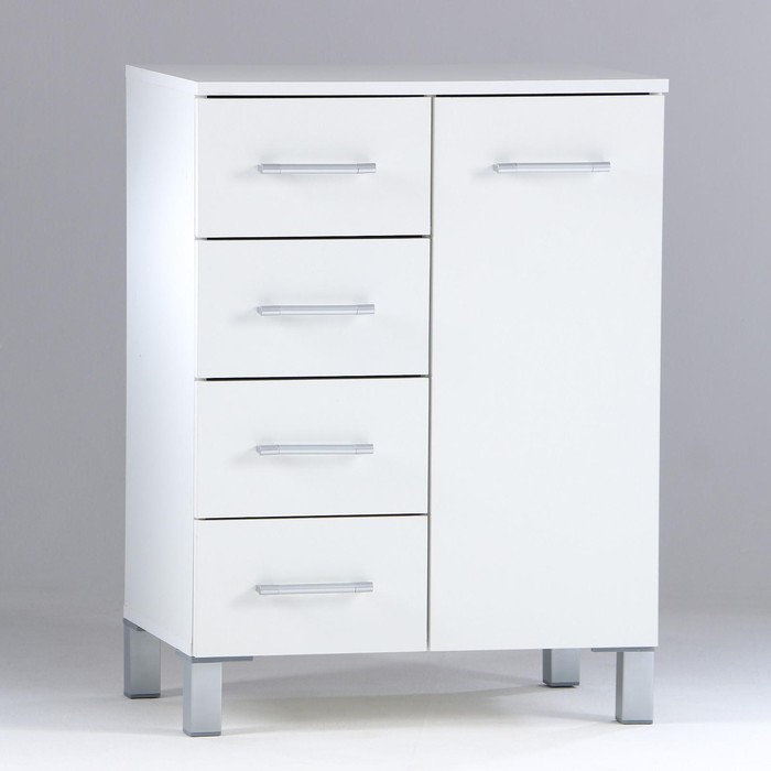 Комод для ванной комнаты, 4 ящиков, 1 дверца, 500×400×800 мм, цвет белый