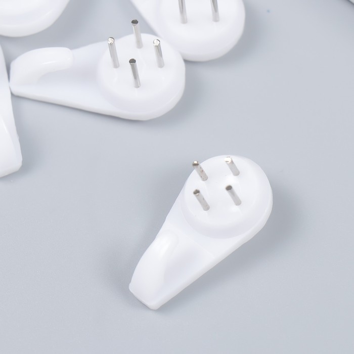 Крючок универсальный, пластик, металл, набор 5 шт., 3×1.5 см